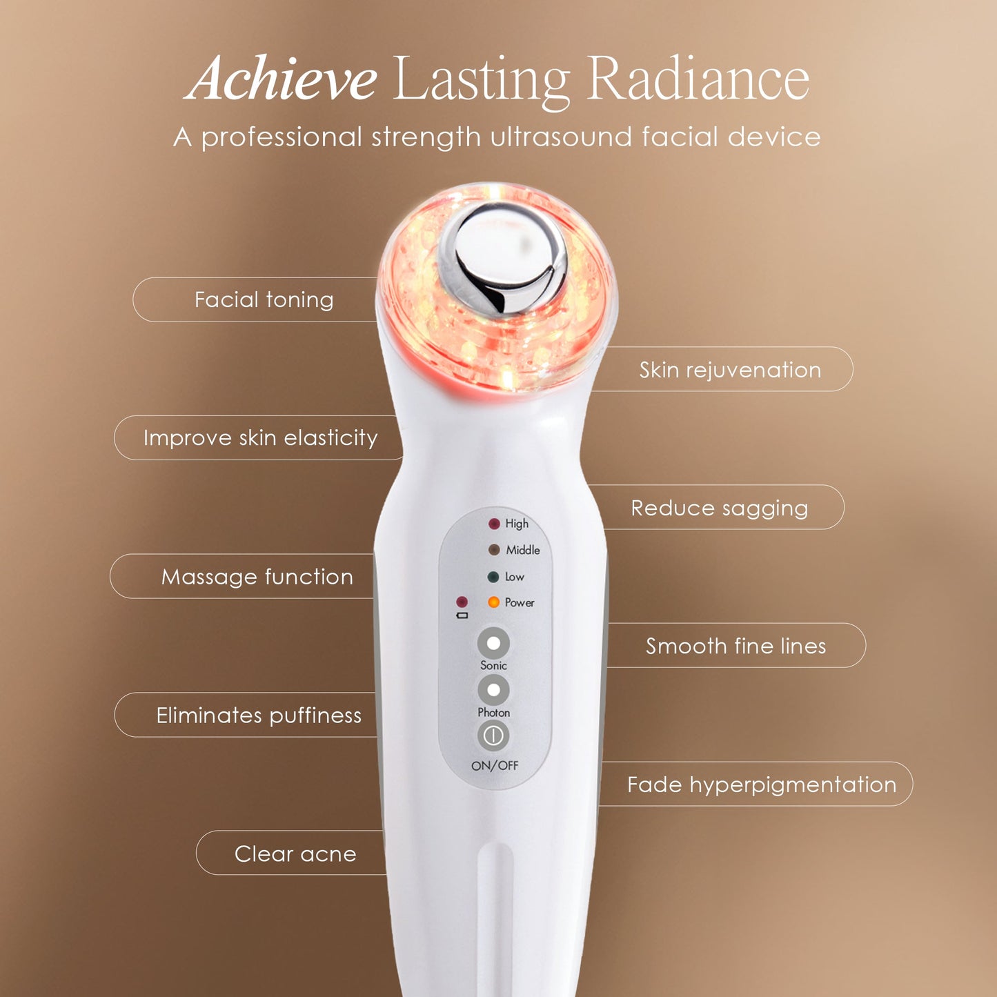 SkinSonic LED Ultrasonic Wand