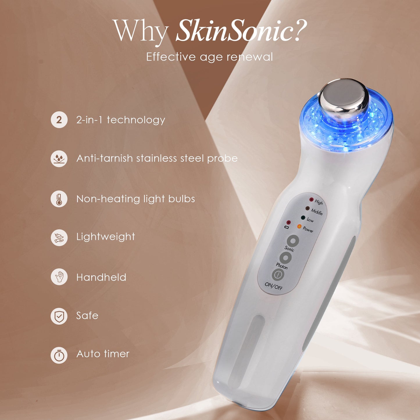 SkinSonic LED Ultrasonic Wand